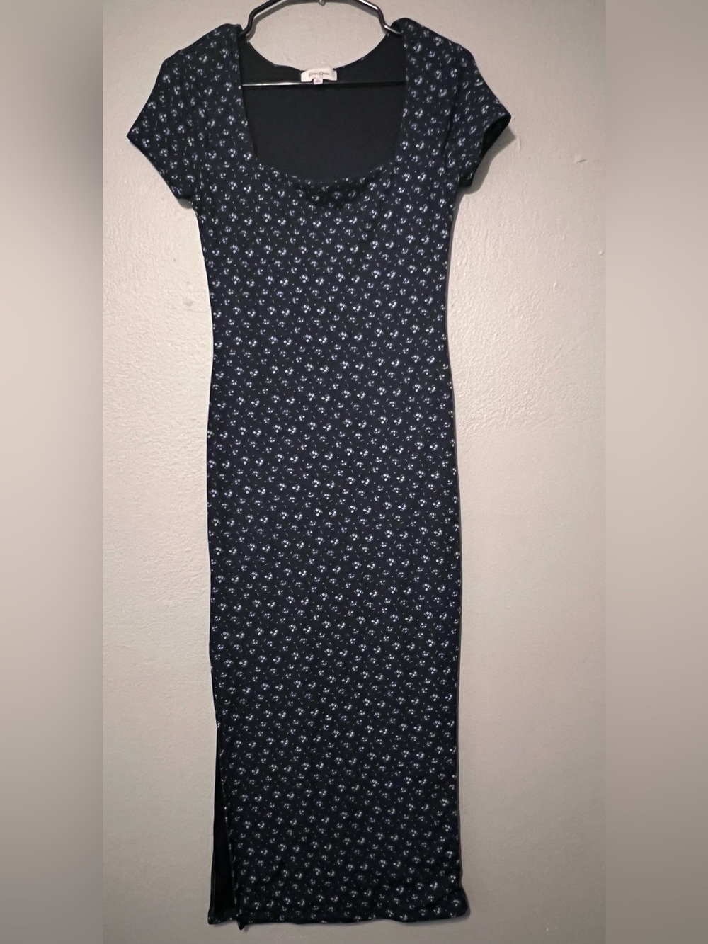 Black Floral Maxi Dress with Scoop Neck